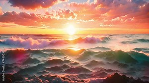 beach background of sea on sunrise, media, sunset, sunrise, ocean, sea, nature, sun, water, template, VDO presentation, summer, landscape, sunlight