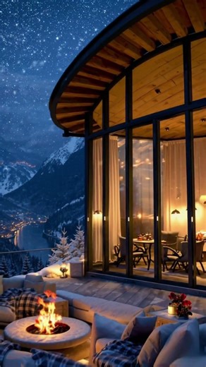 The Midnight Chalet 🌌 Crackling Fire & Snowfall for Deep Rest