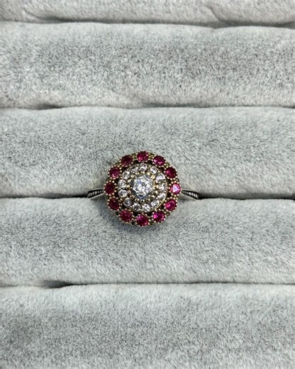 Vintage Sterling Silver Ruby Halo Ring Victorian Style Antique Statement Ring Art Deco Anniversary Gift for Her Handmade Ring - Etsy