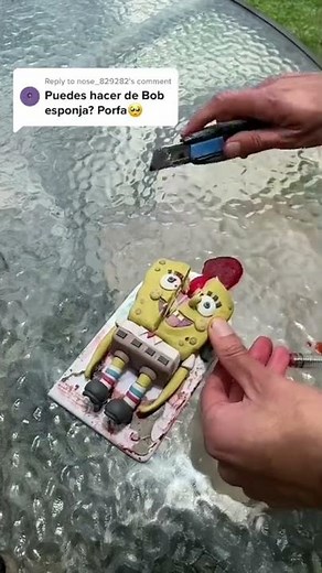 What's that!!?? 😰😱😂😂 (opening SpongeBob figure) #spongebob #humor #operation