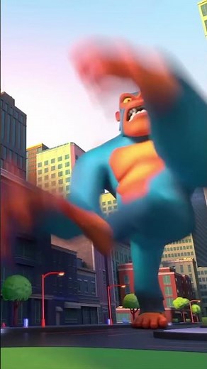 GIANT Gorilla slips on TINY Banana?!🍌💥🦍 | Hot Wheels City