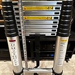 Telescoping Ladder, SocTone 10.5 FT Aluminum Lightweight Extension Ladder with 2 Triangle Stabilizers, Heavy Duty 330lbs Max Capacity, Multi-Purpose Collapsible Ladder for Household or Outdoor Work
