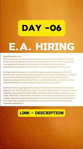 🚨 EA Hiring 2025 | Freshers Jobs | Software Engineer | Apply Now 🔥