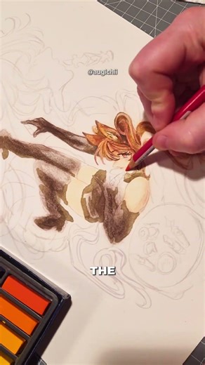 in my #mixedmedia era 🤌 1st victim - my Gilberta drawing #watercolor #arknightendfield #speedpaint