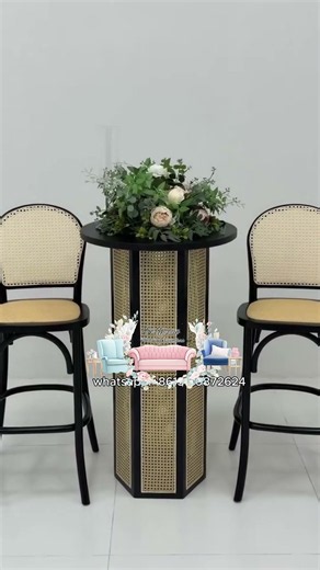 Rattan Back Bar Stool – Black Frame Cane Seat | Nordic Counter & Event Chair