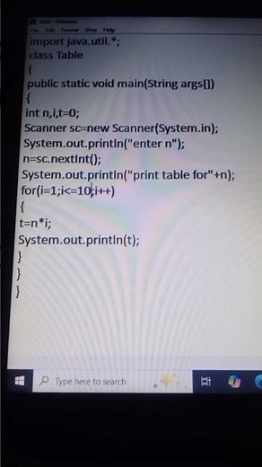 Table print program in java💻 print table #java #programming #learn #coading