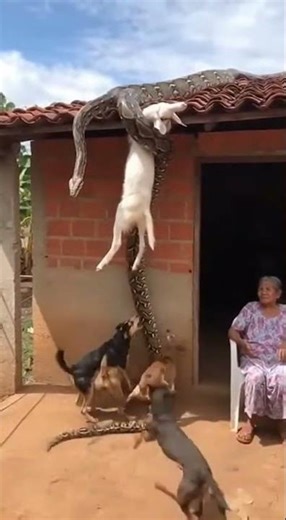 Terrifying Python Attack in Rural Village Caught on Camera | Viral Snake Video #shortsfeed #catviral