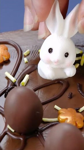 Birthday Chocolate Cake Decorating with Cute Rabbit