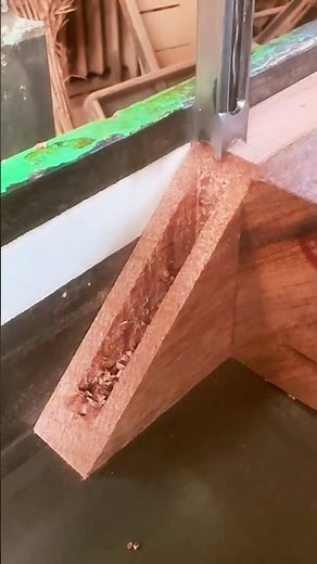 Woodworking process with square hole drill bit demo 🪵 #woodworking #handtools #diy #shorts