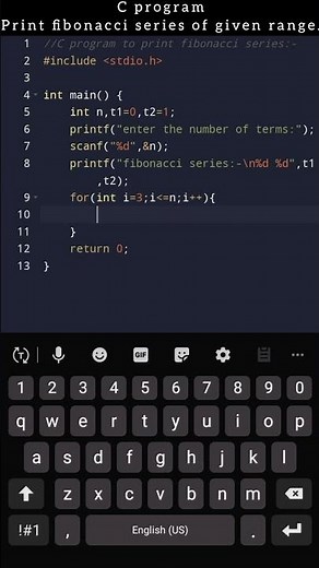 C program to print fibonacci series!!👨‍💻