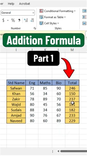 Addition Formula #excel #addition #microsoftexcel #excelformula #msexceltutorials #exceltips