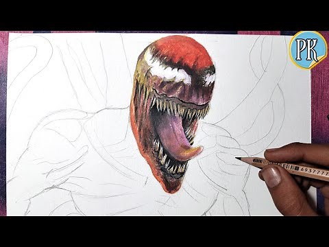 How to draw CARNAGE // Full face outline and coloring tutorial #venom