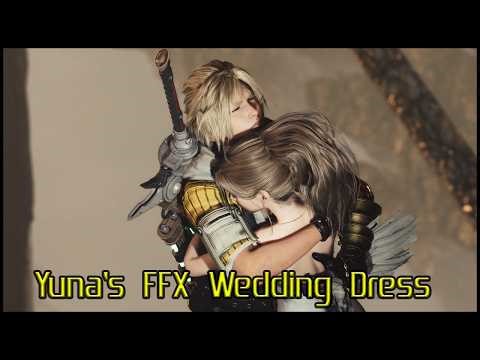 Aerith in Yuna's FFX Wedding Dress - Final Fantasy 7 Rebirth Mods