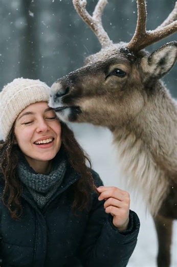 Ep.18Reindeer’s Hair Kiss#Reindeer #WinterVibes #CuteAnimals #Cinematic #4krealism