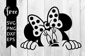 Minnie peeking svg free, disney svg, minnie mouse svg, instant download, silhouette cameo, shirt design, disneyland svg, png, dxf 0275