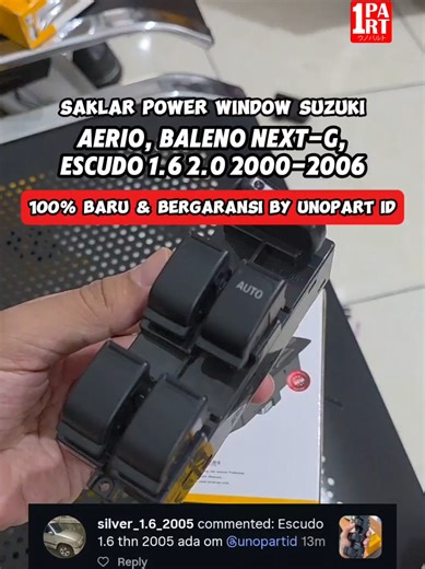 Pas banget, langsung kita spill penampakan Saklar Power Window untuk Suzuki Escudo 1.6, 2.0, Aerio, Baleno Next-G 100% baru, bergaransi by unoPart ID Selamat datang di Spesialis Kaca Mobil & Sparepart Udah Save & Follow Aja Dulu Nanti Butuh 🙏🏻 Produk kami meliputi: Kaca Mobil (Eropa, Jepang, Korea, Amerika dll) Suspensi (Shock Absorber, Coil Spring dll) Kelistrikan (Ignition Coil, Dinamo, Fuel Pump, Saklar Power Window, Sensor, Motor Fan, Motor Wiper dll) Sistem Rem (Disc Brake, Kampas Rem, Ca