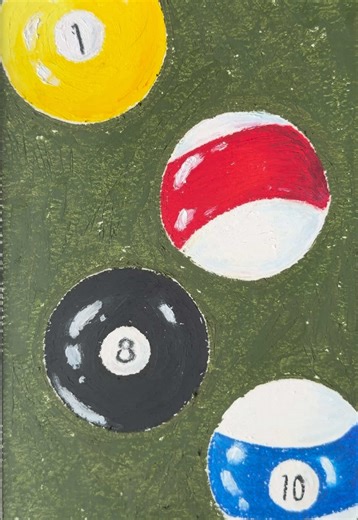 Creating Art with Oil Pastels: Pool Balls Drawing