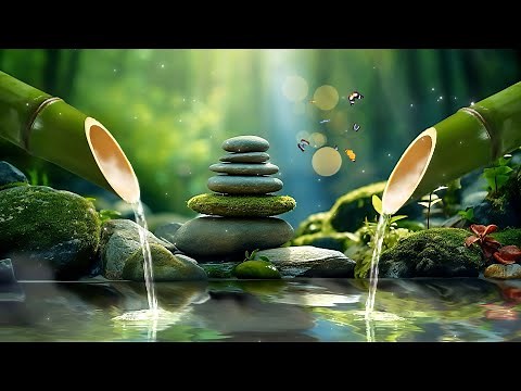 Relaxing Music Relieves Stress, Anxiety and Depression - Bamboo Water Fountain + Healing Piano Music