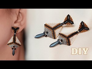 Easy bead earrings tutorial | Peyote triangle earrings