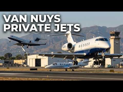 VAN NUYS AIRPORT PLANESPOTTING | Private Jet Action on Runway 16R/34L