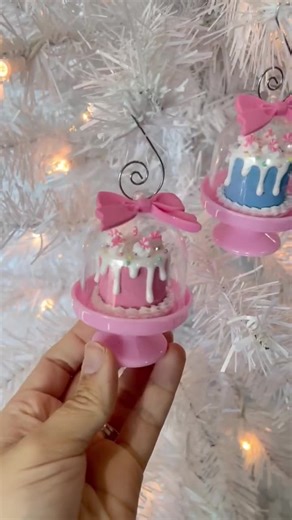 Fake Cake Ornament in Cloche | Pastel Christmas Decor - Etsy