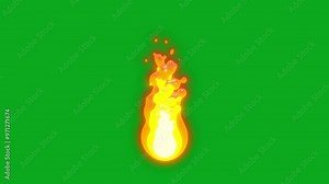 4K resolution loop animation Fire animated on green screen and transparent background.