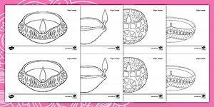 Diwali Diya Lamp Coloring Worksheet