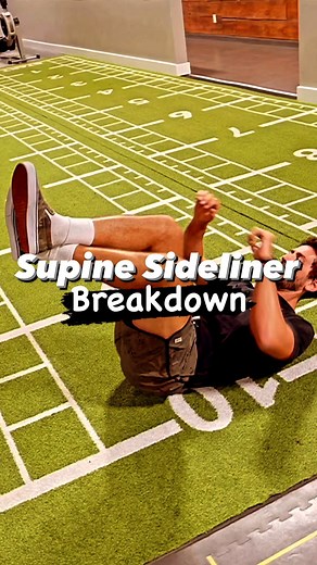 Supine Sideliner (or whatever you call it) Breakdown This movement, which has many names, is a great core workout that requires a high amount of body coordination. It starts with the initial hollow body roll, where we’re rocking back and forth with concave shoulders. Next, we need to be able to twist our legs one direction while twisting our arms in the opposite direction, rocking from one hip to the other. Once we have this down, we can use our hands on the floor to assist as we start moving to