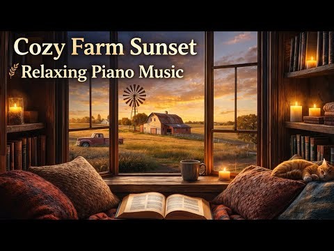 Farm Window 🌾 Relaxing Piano Music & Sunset Ambience