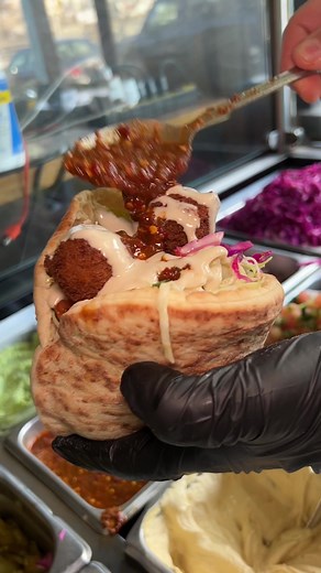 Loaded Falafel Pita Sandwich with Spicy Harissa from DuzanNYC's Kitchen
