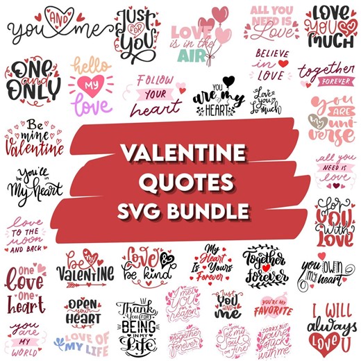 Valentines Quotes Svg Bundle: Valentine Sayings Files for Cricut, Valentines Day(digital Download) - Etsy