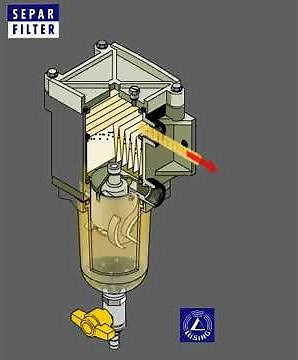 Water and particulate separation in Separ Filter