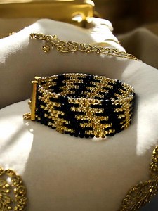 Beading Pattern Using the Peyote Stitich and Golden/black TOHO Beads, DIY Loom Bracelet Pattern PDF - Etsy