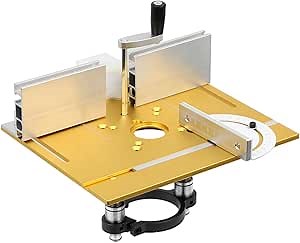 Aluminium Router Table Insert Plate And Router Lift for 65mm Diameter Universal Trimming Machine,with Miter Gauge Guide Aluminium Profile Fence Sliding Brackets