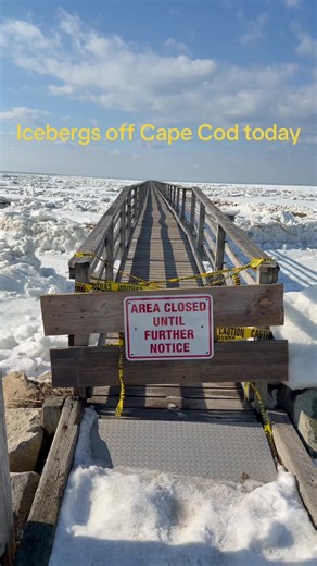 The boardwalk at Grays Beach in Yarmouth is getting broken up by ice. Hope it’s an easy fix! #frozenbeach #capecod #iceberg #capecodwinter #boardwalk