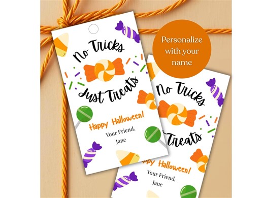 Halloween Treat Tag Printable: Personalized Gift Tag Template (digital Download) - Etsy