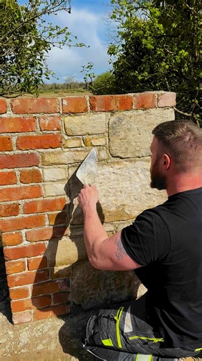 Sample panel with brick stone mix #stonemasonry#l #craftsman #selfbuild #stonemason #stonewall | Reid Stonemasonry