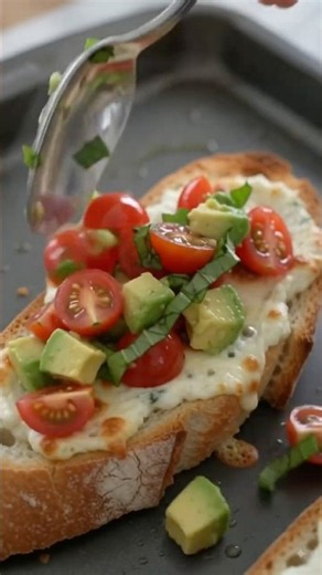 Goat Cheese Garlic Baguette Toast with Avocado & Tomato 🍅🥑