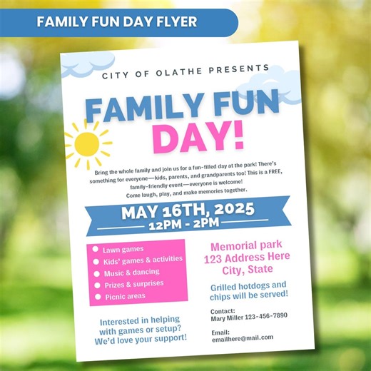 Family Fun Day Flyer, Editable Picnic Day Flyer, Fun Day Flyer, School Event Flyer, Field Day Event - Etsy