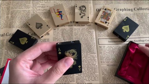 Jet Torch Lighter, Green Flame Dragon Card Lighter, Cool Poker Design Windproof Refillable Butane Lighter, for Outdoor, Indoor, Camping, BBQ, Candle, Birthday, Gift (Without Gas)