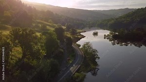 Sunrise on mountain lake - Rydal Water, Lake District, Cumbria, United Kingdom