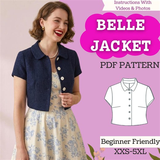 Short Sleeve Jacket Sewing Pattern: Women’s Cropped Woven Button-up Shirt Jacket (PDF Download, XXS-5XL) - Etsy Canada