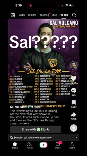 Sal Vulcano Announces Tour Dates with Audio Updates