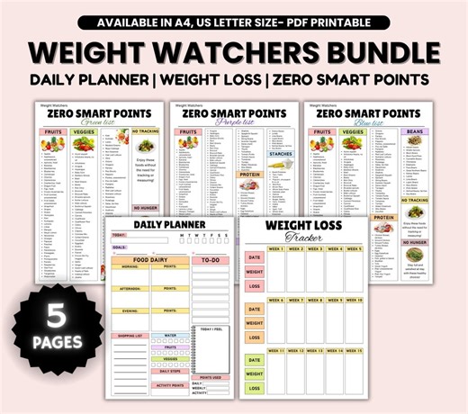 Zero Point Weight Watcher Food List Bundle Zero Smart Points Food List Weight Watchers Food Chart Low Calorie Food Natural Healthy Food List - Etsy