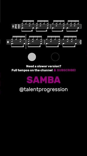 Samba │ Drum Tutorial │ Sheet Music + Play-Along | 110 BPM #Shorts