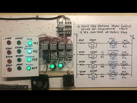 4 Start Stop Stations Motor Control Wired for Sequence start, each motors with interlocking start.
