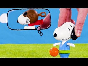 Snoopy Toy Play | McDonalds Happy Meal Toys: Once upon a time: Snoopy writes a story | Kids Cartoon