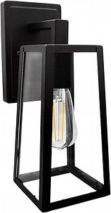 Maxxima LED Outdoor Wall Light Fixture - 800 Lumens, 2700K Soft White Light, ST19 Edison Bulb Included, Waterproof Exterior Wall Sconce, Black with Clear Glass, Outdoor Lantern for Porch or Garage