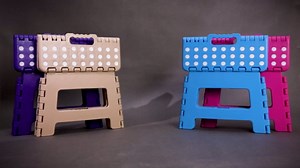 Dyforce Non-Slip Folding Step Stool - 13 inch Height Heavy Duty Foldable Stool for Adults Kids, Plastic Step Stool Camping Stepping Stool - Pink