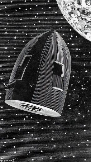 Illustrations for Jules Verne's 1865 novel "Around the Moon". Illustrated by Émile Bayard (1837-1891) & Alphonse de Neuville (1835-1885). The illustrations vividly bring to life Jules Verne’s visionary tale of space exploration. These detailed engravings capture the grandeur and mystery of the Moon, the vastness of space, and the daring journey of the Columbiad spacecraft and its crew. The artwork blends scientific realism with imaginative elements, portraying lunar landscapes, celestial phenome